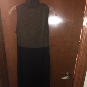 Gold shimmer & black maxi dress